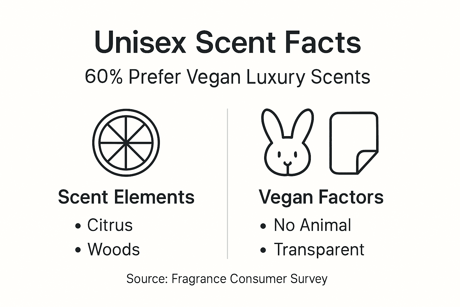 Infographic showing unisex scents and vegan preferences