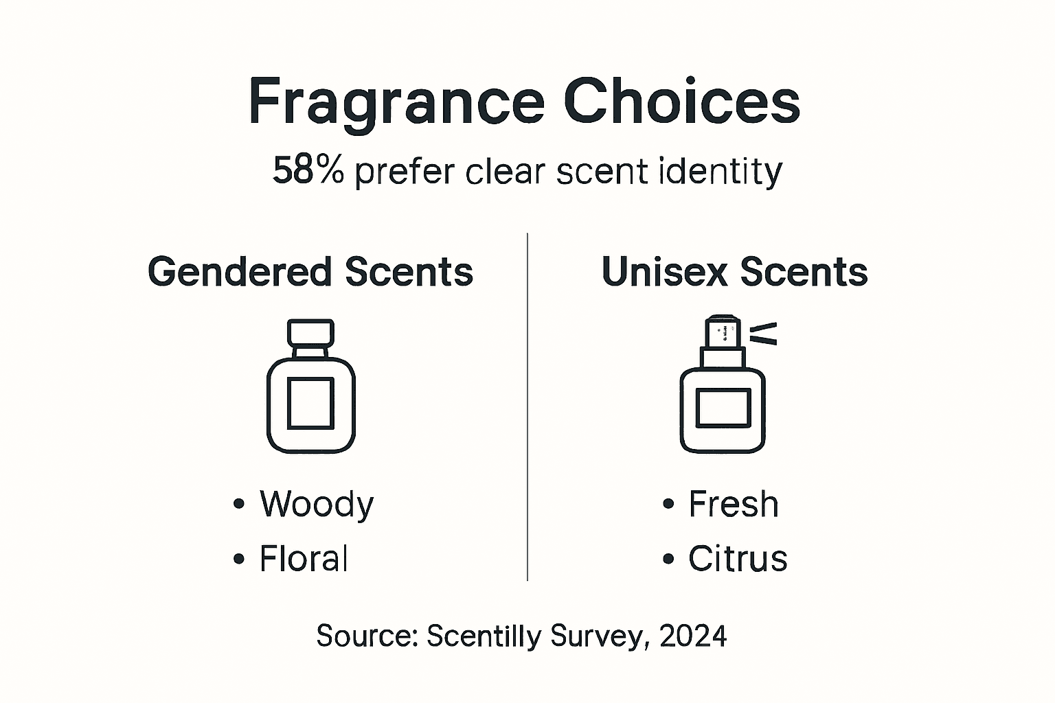 Infographic comparing gendered and unisex scent choices