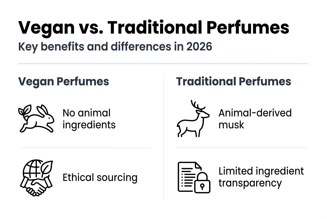 Infographic comparing vegan and traditional perfumes