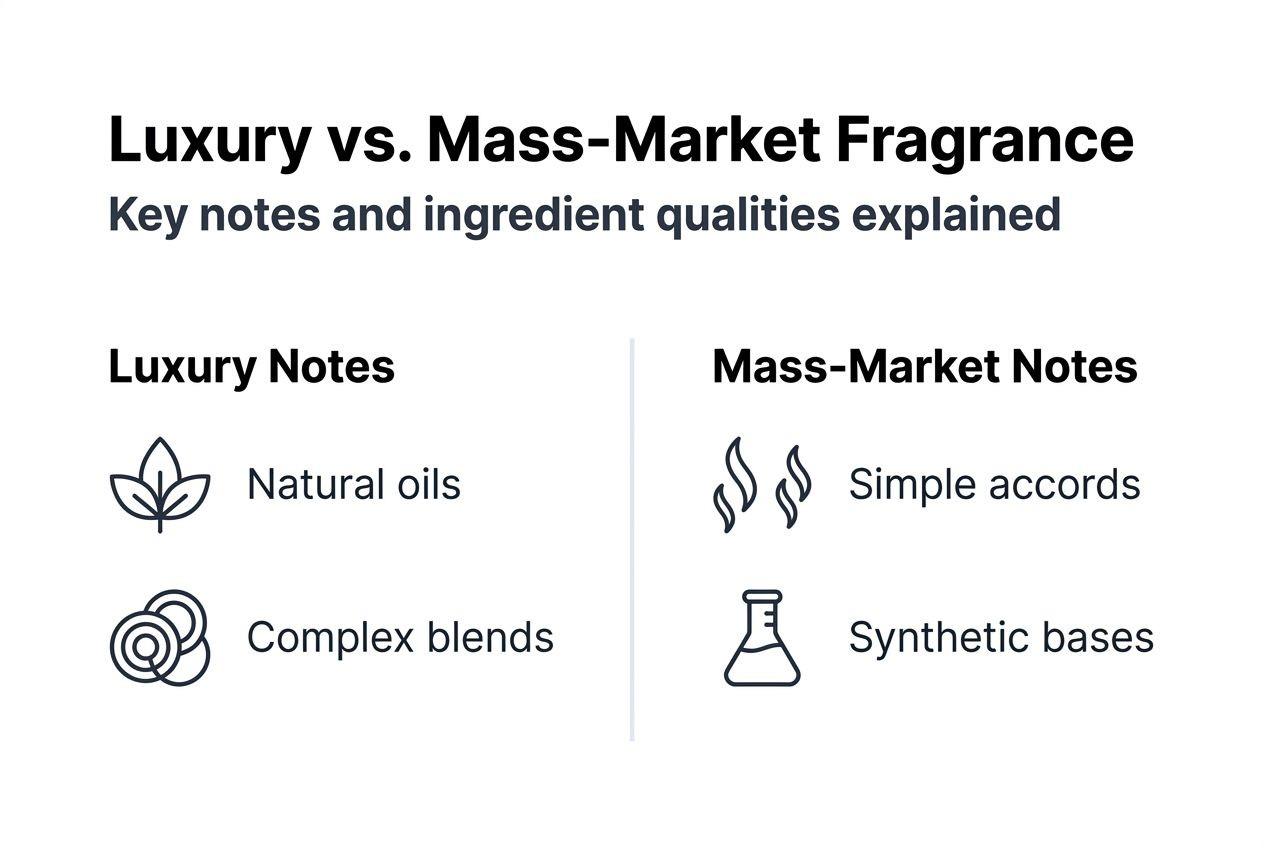 Infographic comparing luxury and mass-market scents