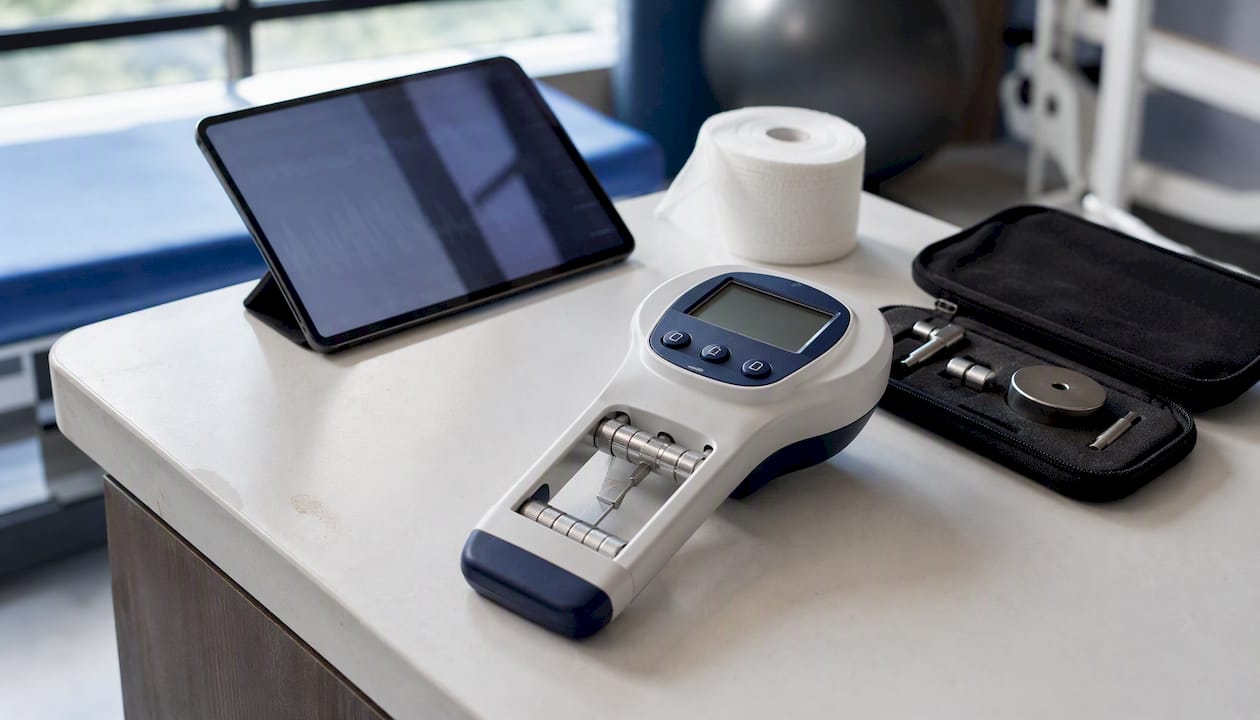 Digital load-cell dynamometer on clinical desk