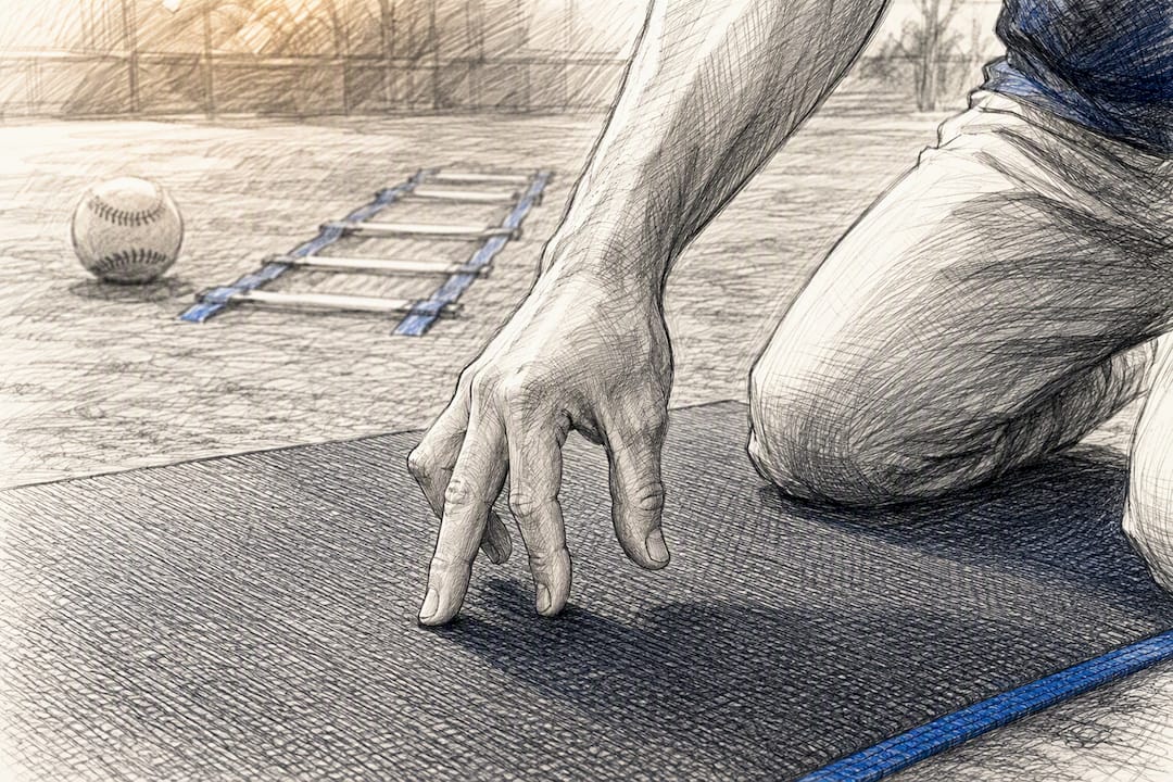 Pitcher performing fingertip grip control exercise