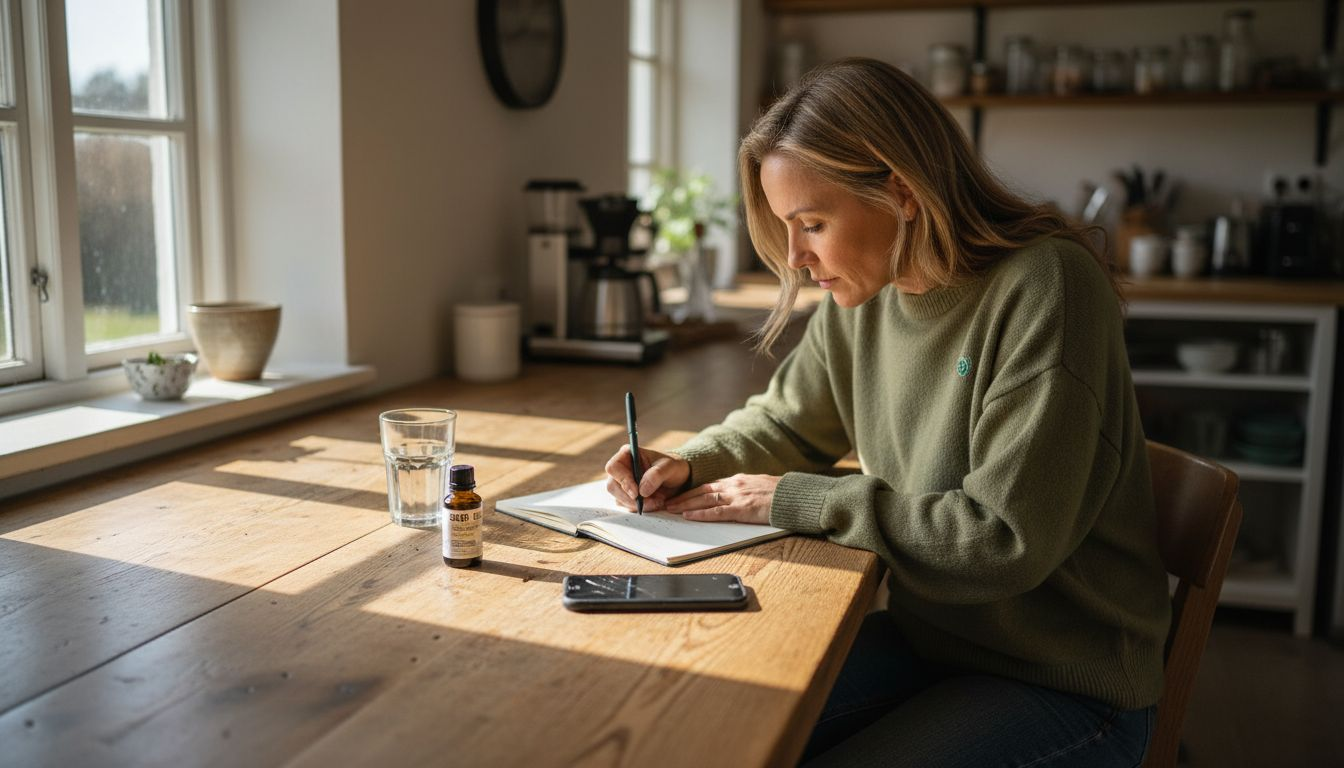 En kvinde noterer sine smerter i sin dagbog