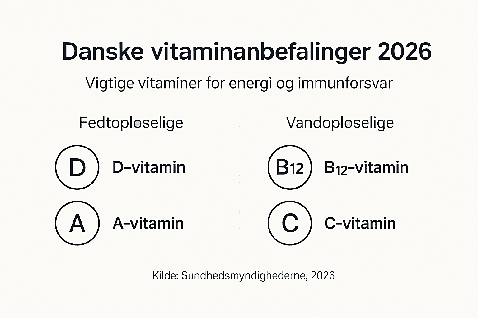 Oversigt: Sådan får du dækket dit vitaminbehov ifølge danske anbefalinger