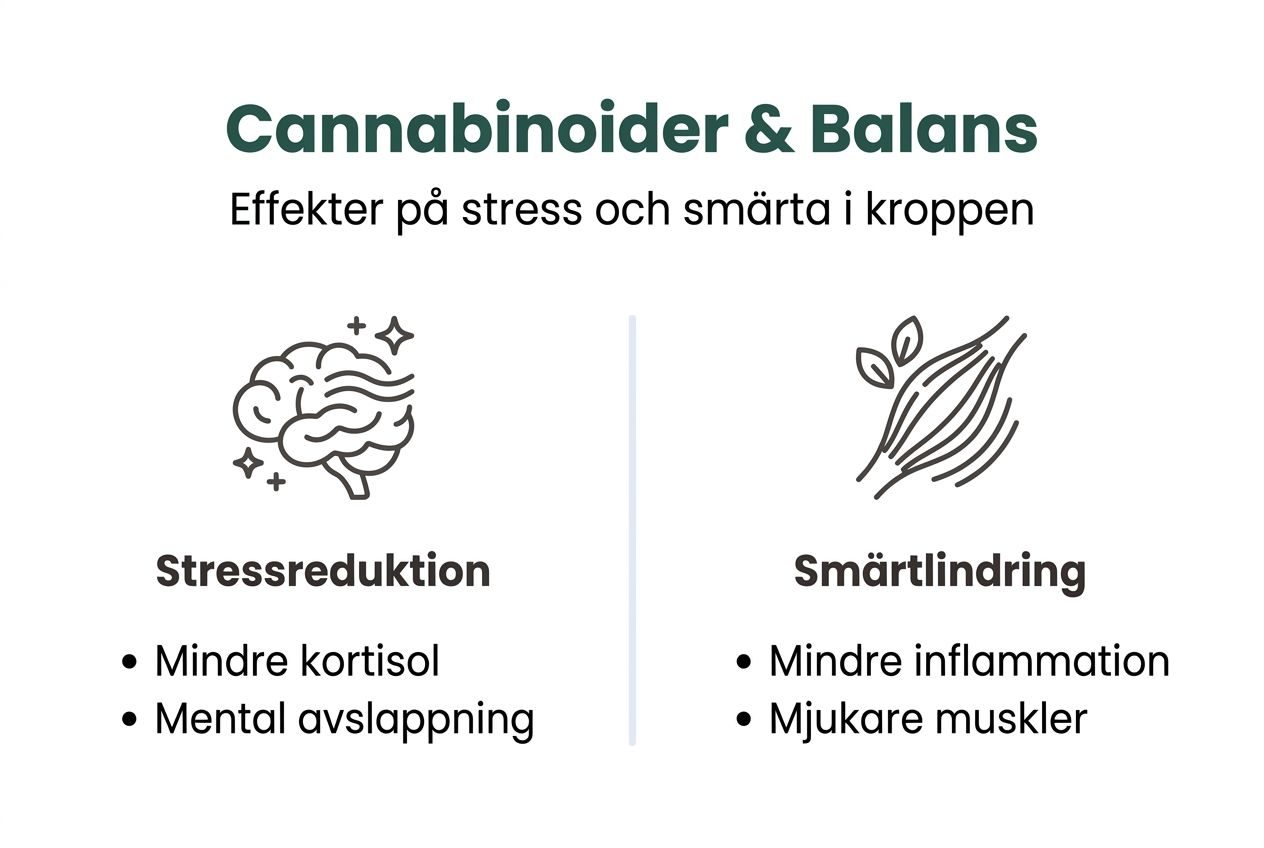 Fakta och grafik om hur cannabinoider påverkar stress och smärta