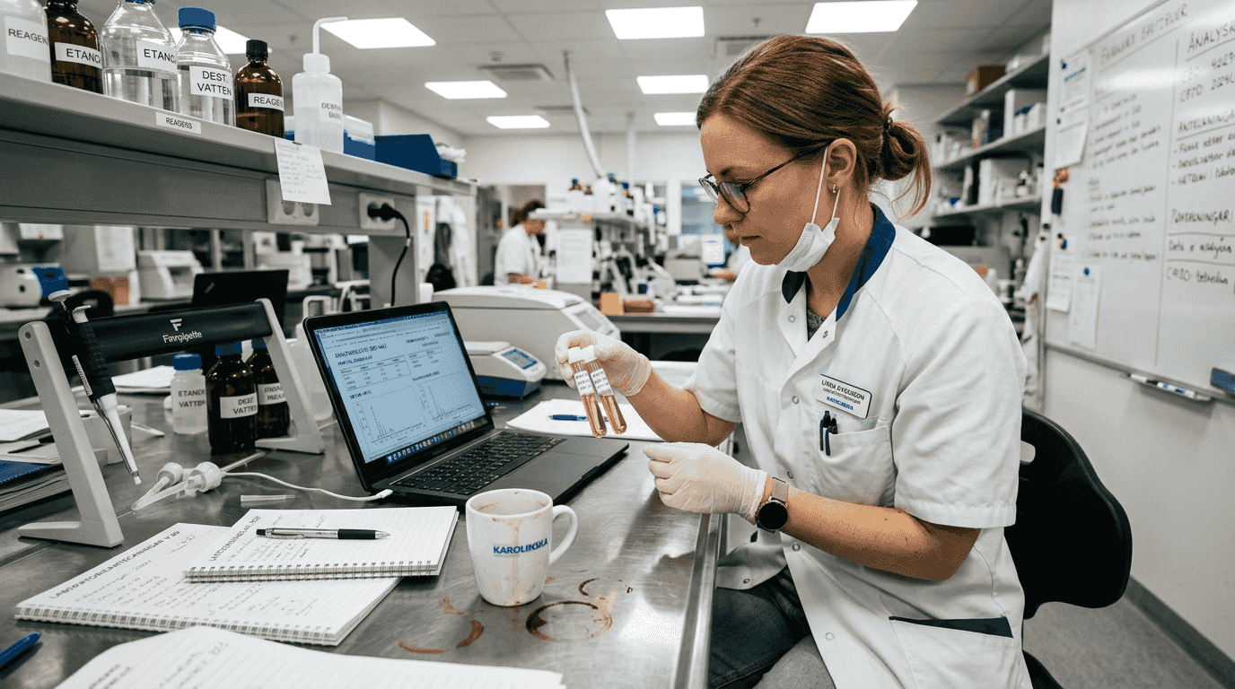 På laboratoriet analyserar tekniker olika CBD-produkter för att säkerställa kvalitet och innehåll.
