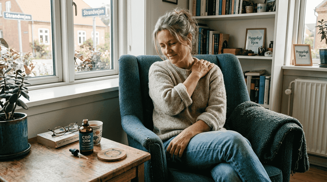 Kvinde bruger CBD-olie for at lindre smerter