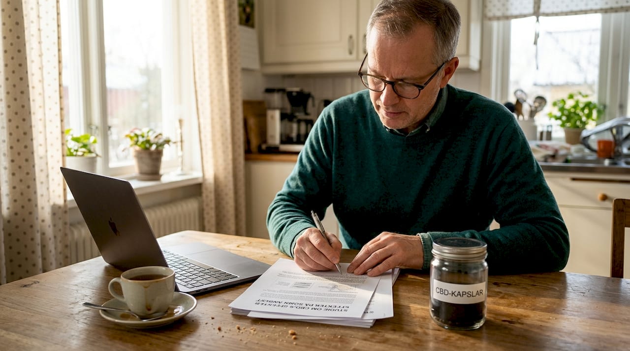 CBD-studie diskuteras över en kopp kaffe vid köksbordet