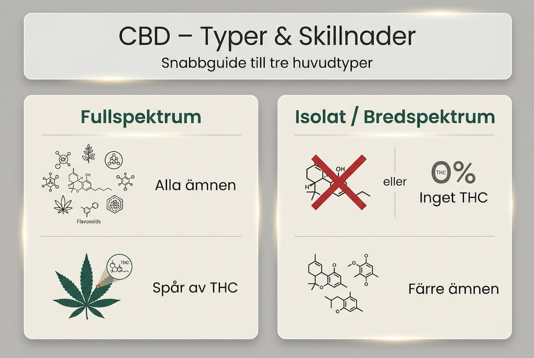 Infografik: Olika typer av CBD och deras skillnader på ett överskådligt sätt