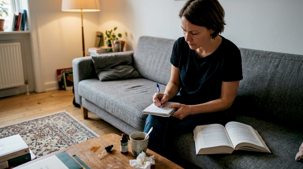 Kvinde deler sine oplevelser med CBD olie i personlig dagbog