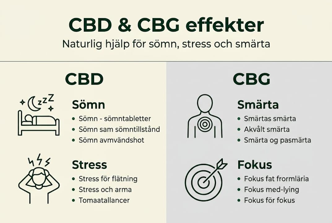 Grafisk översikt: Effekter och dosering av CBD och CBG
