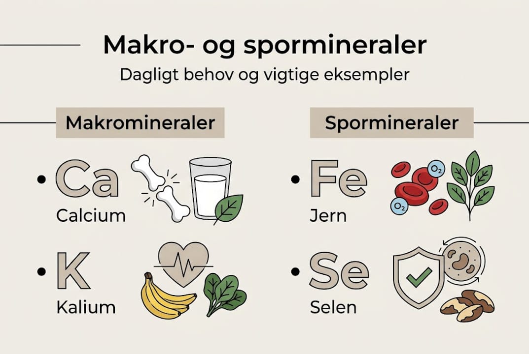 Infografik: Forskellen på makromineraler og sporstoffer