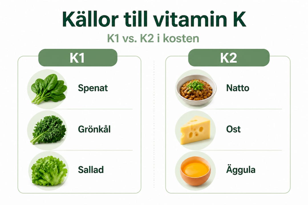 Översikt: Här jämför vi olika livsmedel som är rika på vitamin K1 och K2