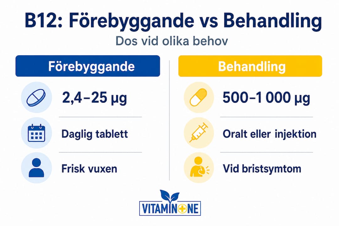 Översikt: jämförelse av B12-doser i infografik