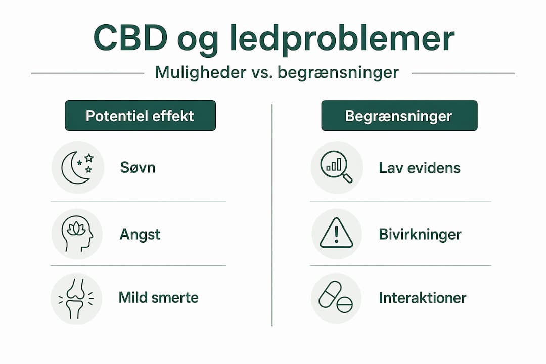 Grafisk oversigt: Fordele og udfordringer ved brug af CBD til ledproblemer