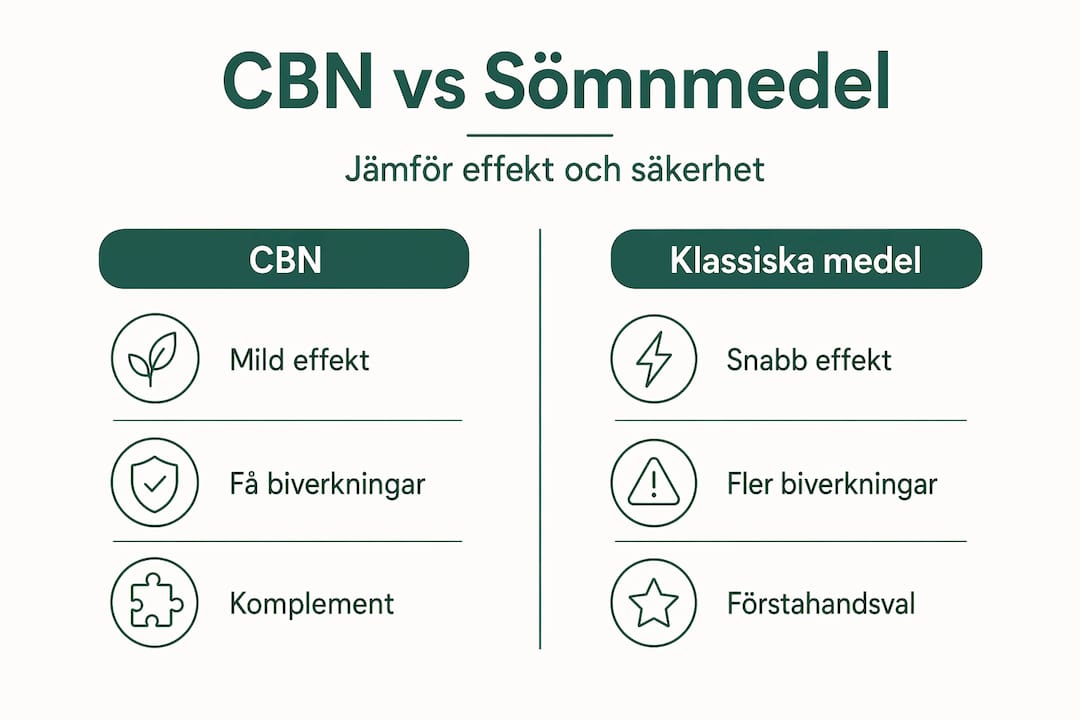 Grafisk översikt: skillnader mellan CBN och traditionella sömnmedel