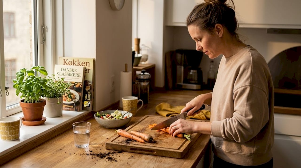 En kvinde er i gang med at lave en lækker, plantebaseret frokost