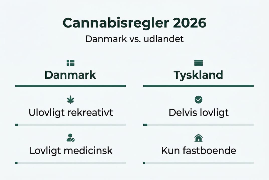 Se vores infografik, der giver et overblik over forskellene på cannabislovgivningen i Danmark og Tyskland.