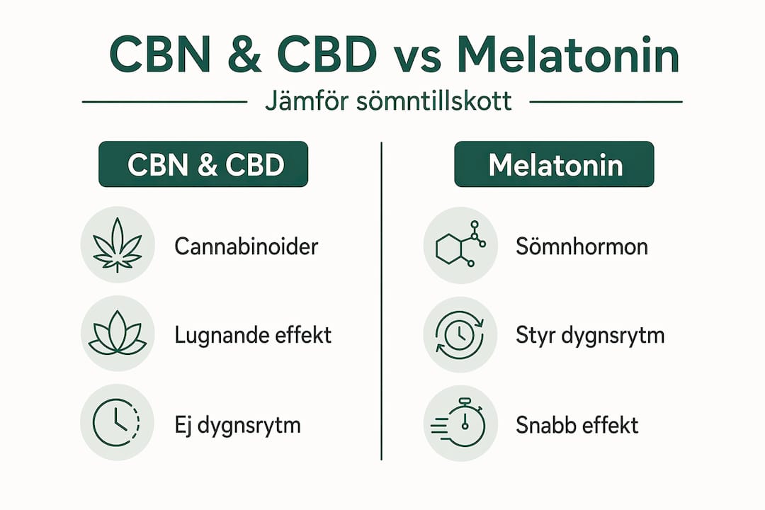 Infografik: Så skiljer sig CBN, CBD och melatonin åt