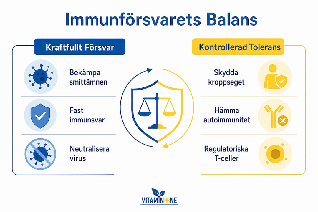 Illustration som visar balansen i immunförsvaret, uppdelad i två olika kategorier.