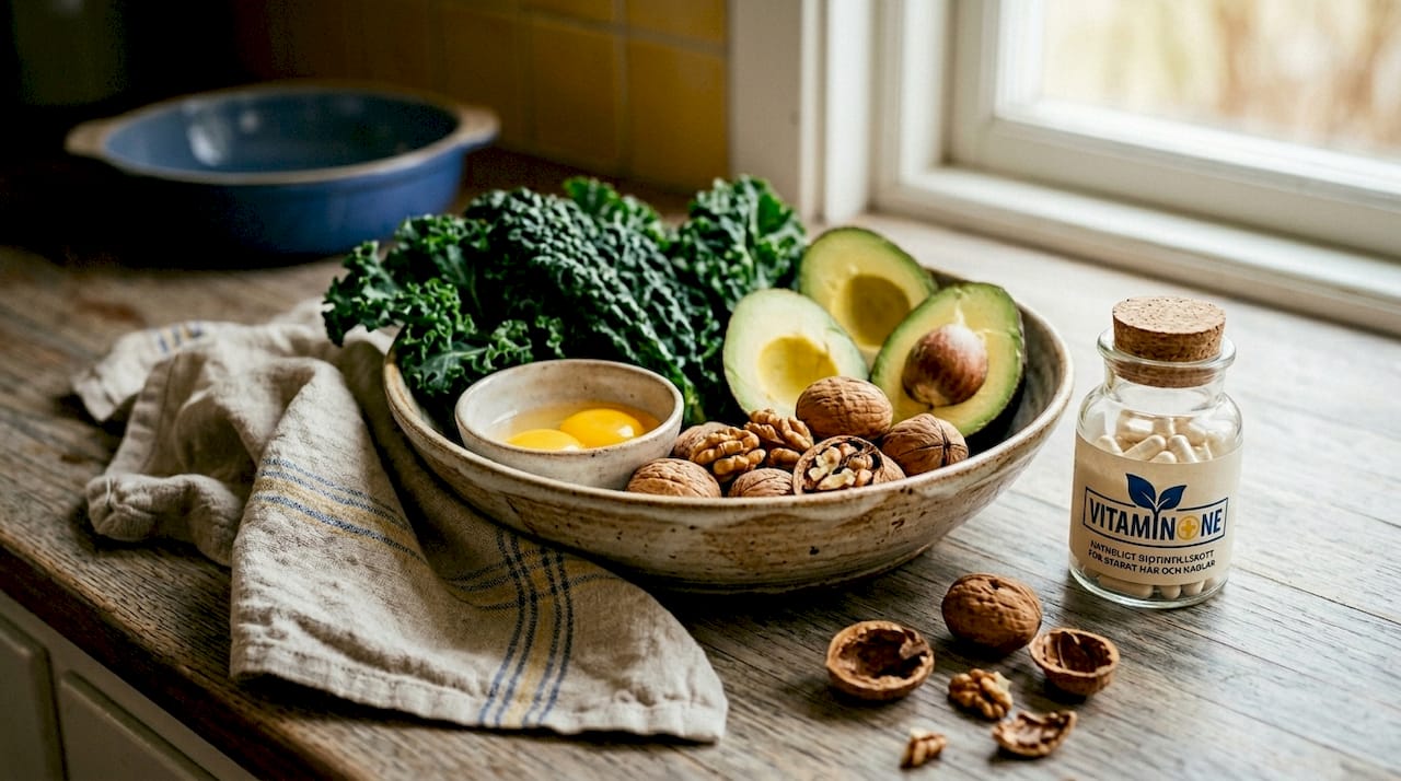 Ett härligt uppdukat bord med naturligt biotinrika råvaror