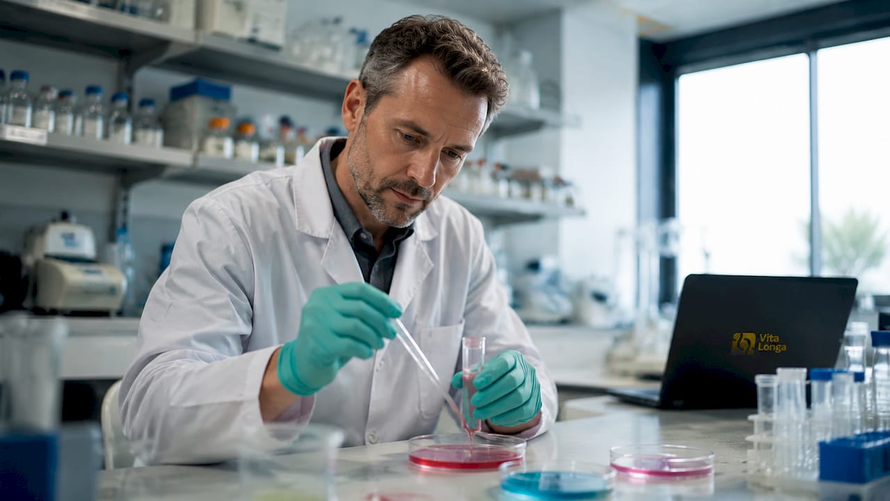 En forsker arbejder med pipettering af væske i forbindelse med forsøg på cellekommunikation.