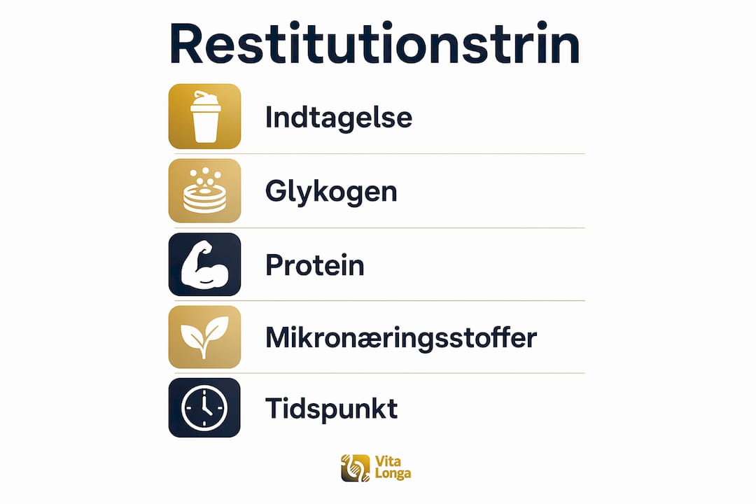 Grafisk oversigt over de vigtigste faser i kost og restitution – sådan får du mest ud af din træning