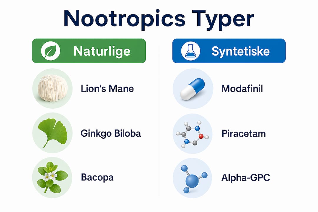 Se vores infografik, hvor vi sætter naturlige og syntetiske nootropics op imod hinanden