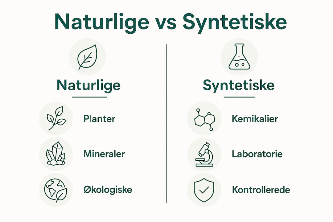 Oversigt, der viser forskellene på naturlige og kunstige ingredienser