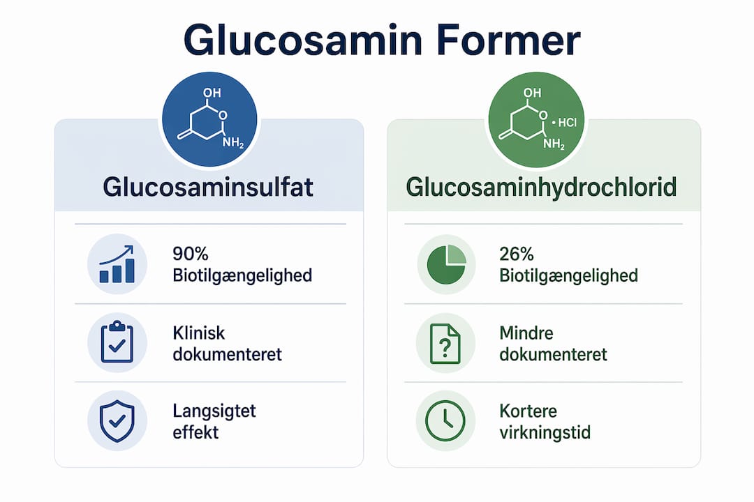 Infografik: Sammenligning af glucosaminsulfat og glucosaminhydrochlorid