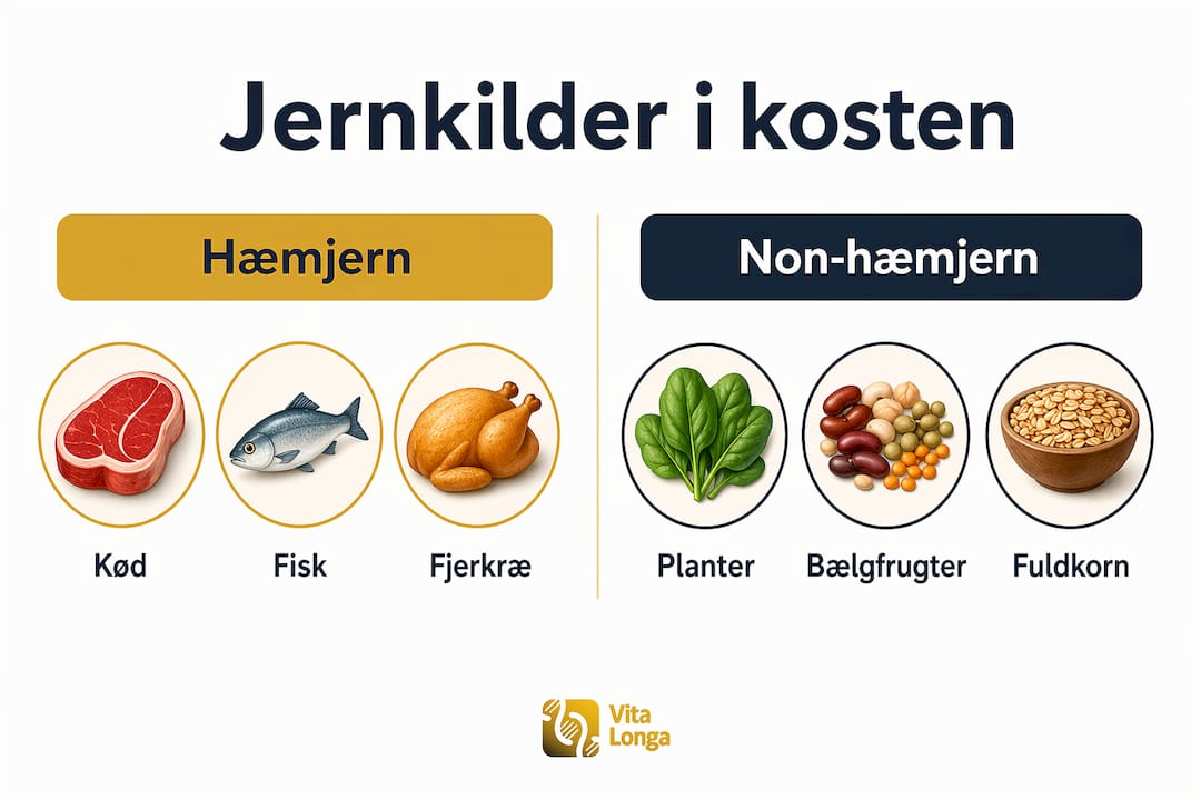 Grafik over forskellen på jern fra animalske og vegetabilske kilder