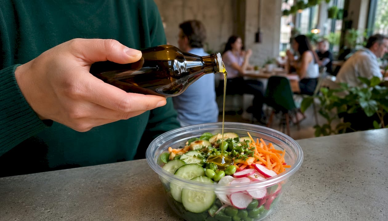 Dryp lidt hampefrøolie over din salat for at give den et sundt og lækkert pift.