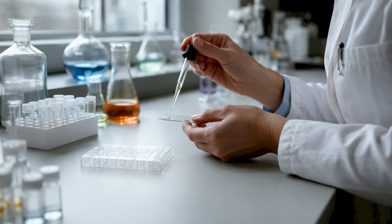 En forsker er i gang med at arbejde med melatoninprøver på laboratoriet.