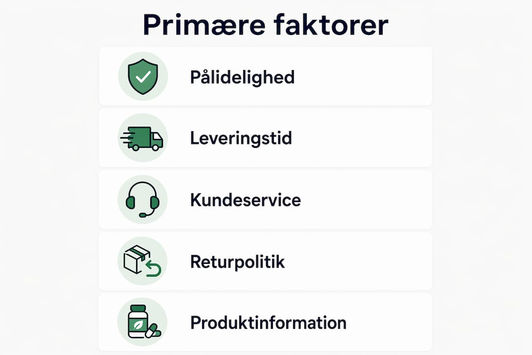 Visuel oversigt over de vigtigste elementer i levering og kundeservice
