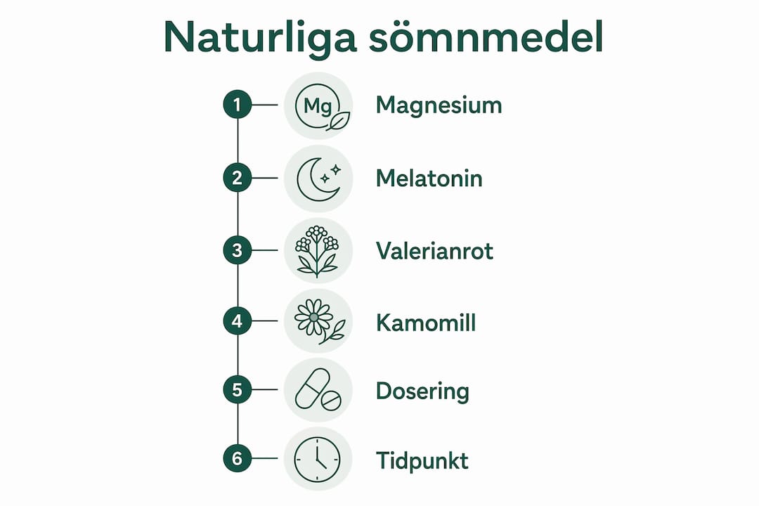 Här får du en överskådlig guide till naturliga sömnmedel och hur de bör doseras.