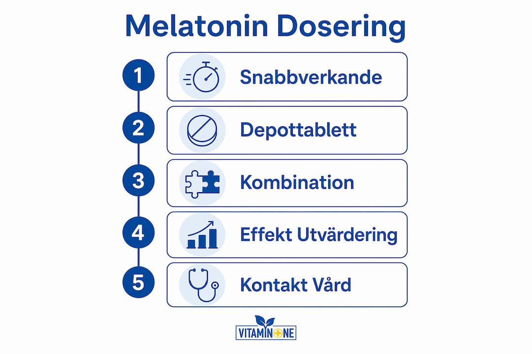 Grafik som visar steg-för-steg hur du doserar melatonin för bättre ledhälsa