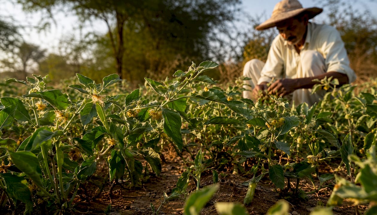 Ashwagandha-planter, der vokser frit i naturen