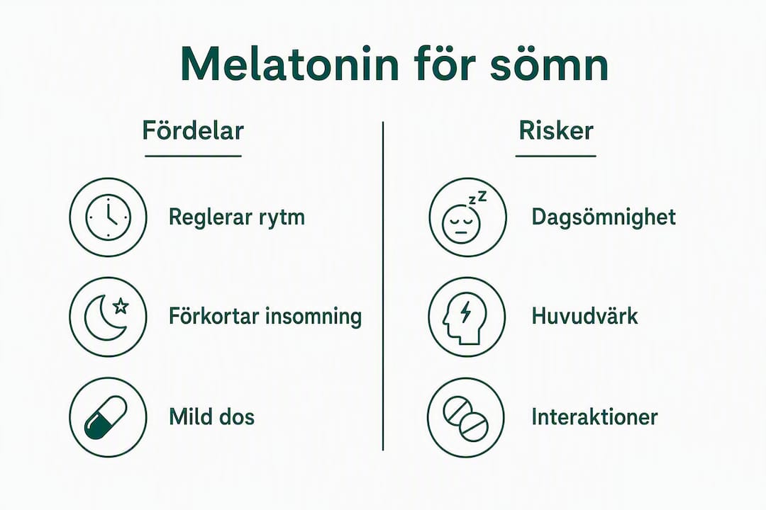 Grafik som visar både fördelar och nackdelar med melatonin