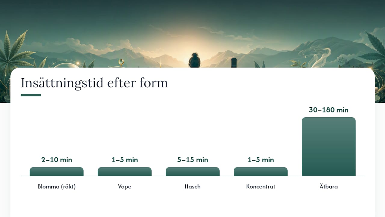 Översiktlig jämförelse av effekter och egenskaper hos olika former av cannabis