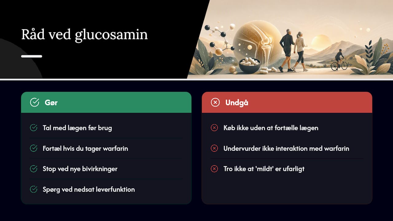 Et redaktionelt perspektiv på glucosamin og bivirkninger — overview diagram