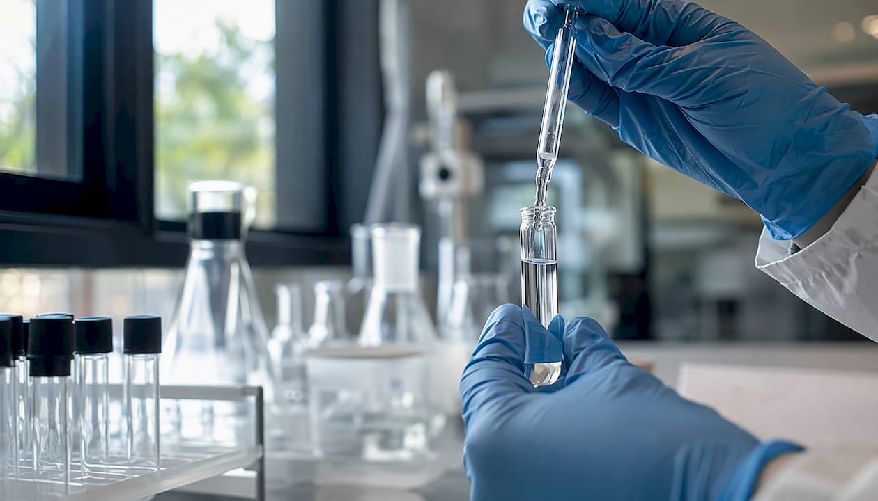 En forsker arbejder med pipettering af væsker under et studie om fordøjelsen af omega-3.