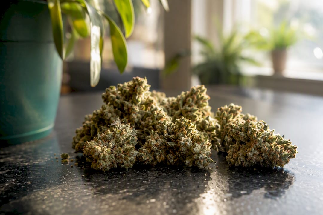 Närbild på cannabisblommor