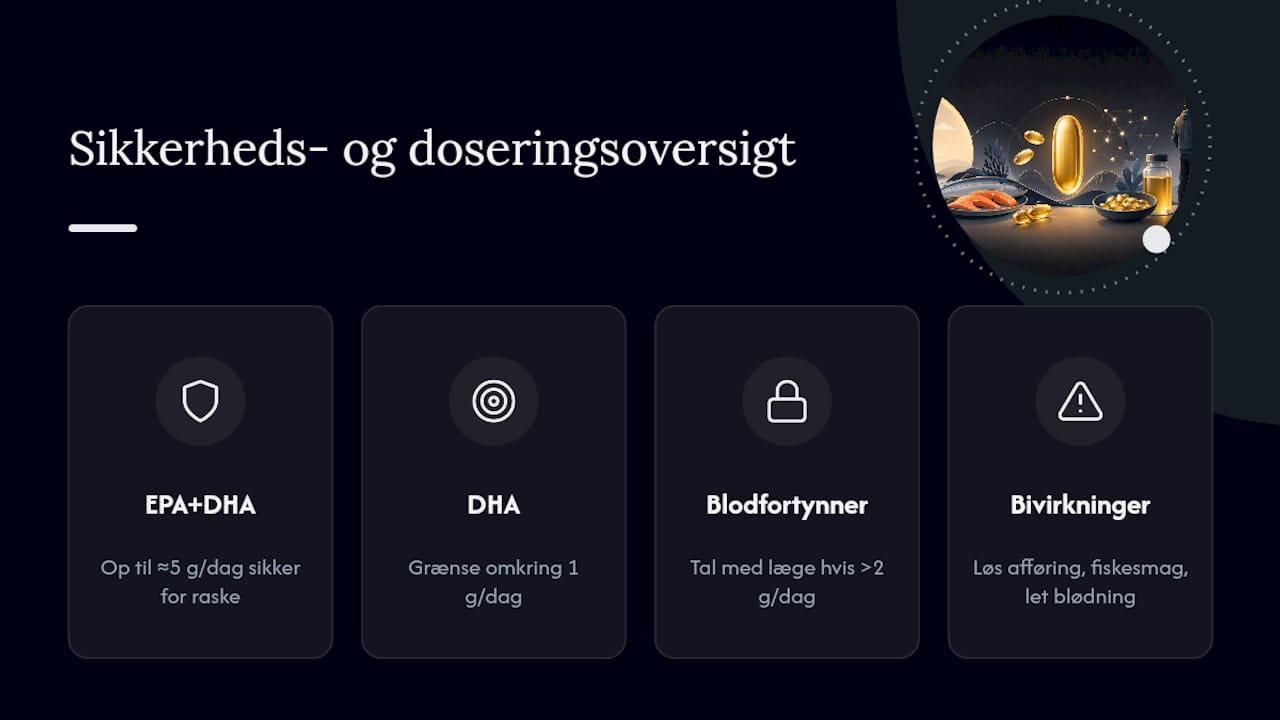 Sikkerhedsgrænser og doseringsanbefalinger for omega-3