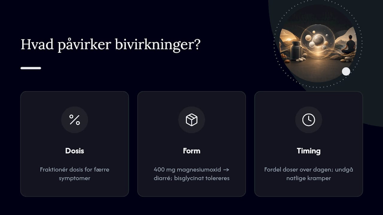 Sammenligning af magnesiumdosis, form og tidspunkt