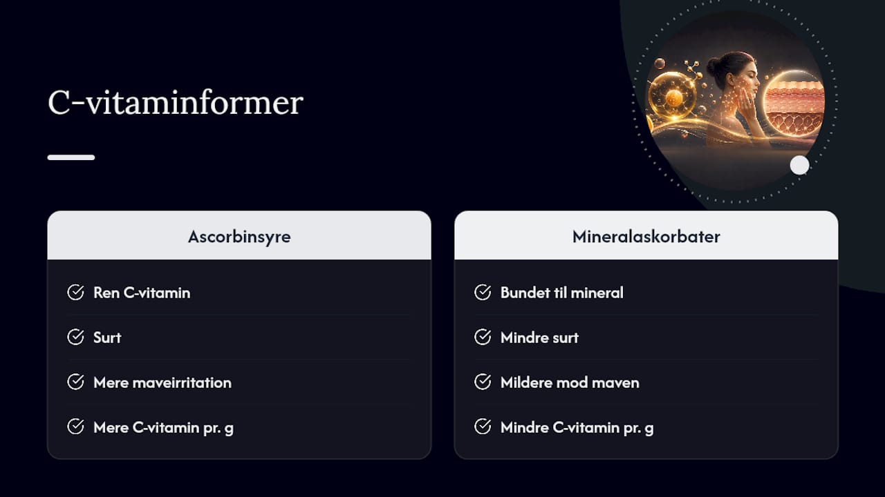 C-vitamin findes i flere former, og de er ikke ens — overview diagram