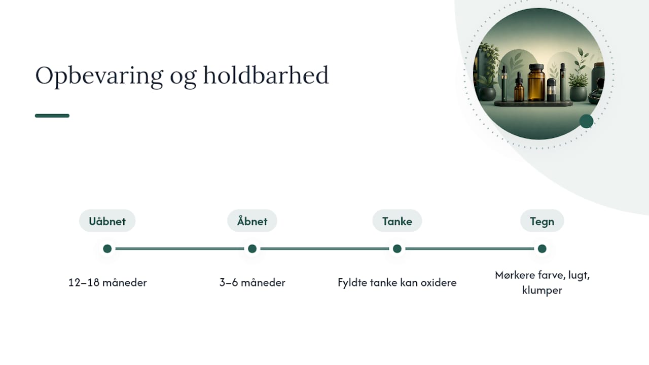 Holdbarhed på vapevæske før og efter åbning