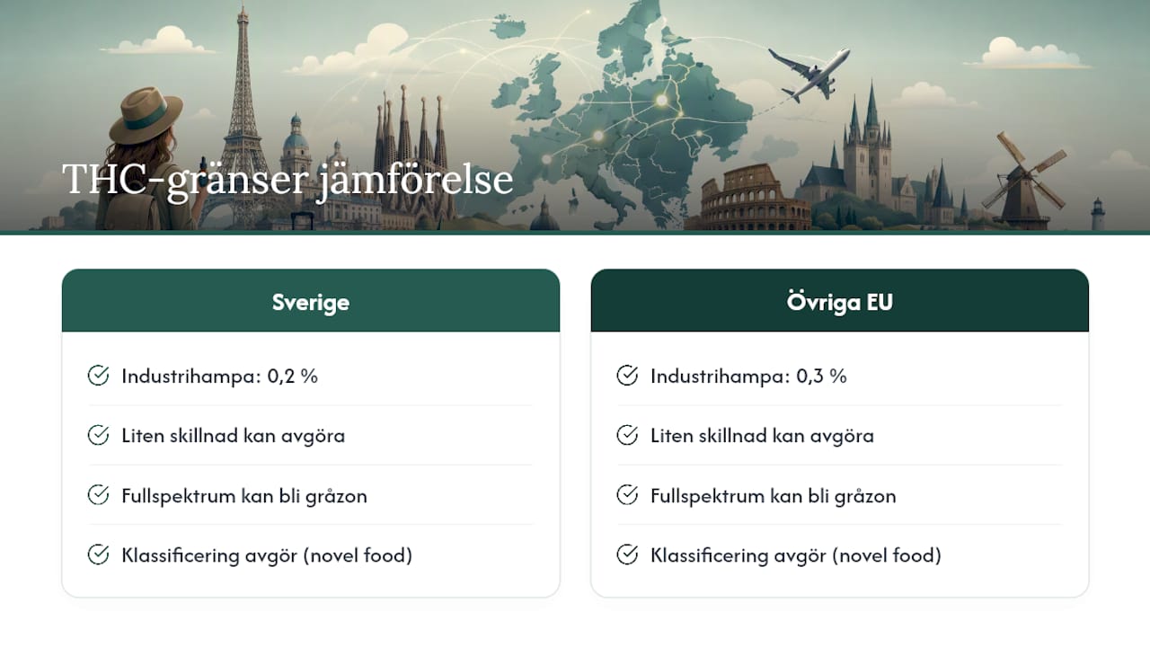 Jämförelse av THC-gränser i Sverige och resten av EU