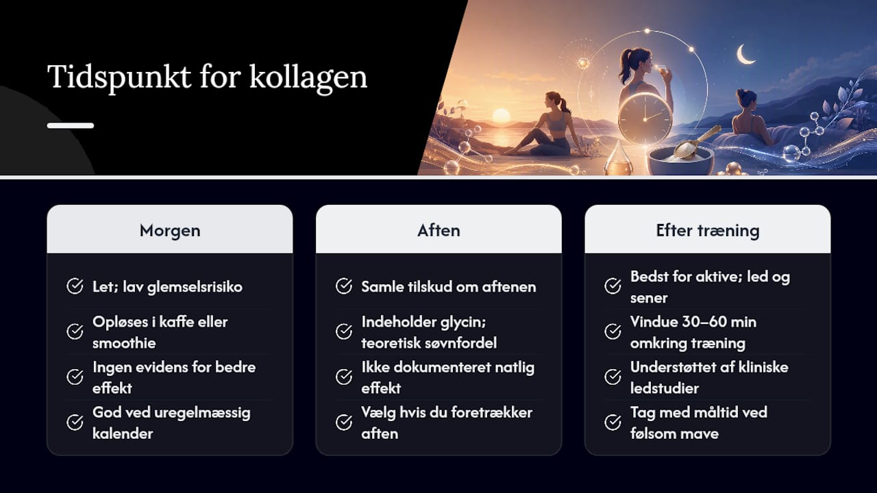 Morgen, aften eller efter træning: hvad passer til dig? — overview diagram