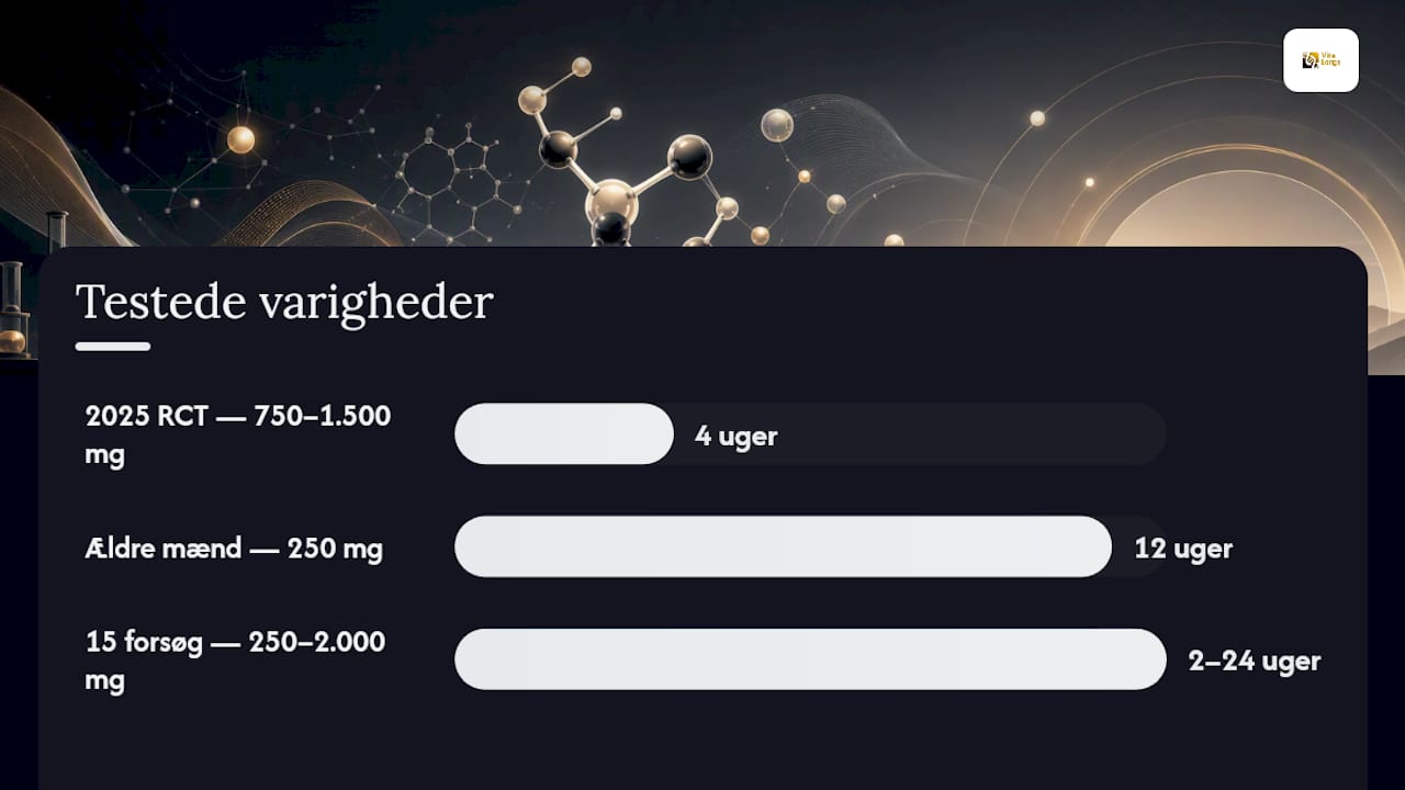 Nøglestudier: hvilke doser og varigheder er faktisk testet? — overview diagram