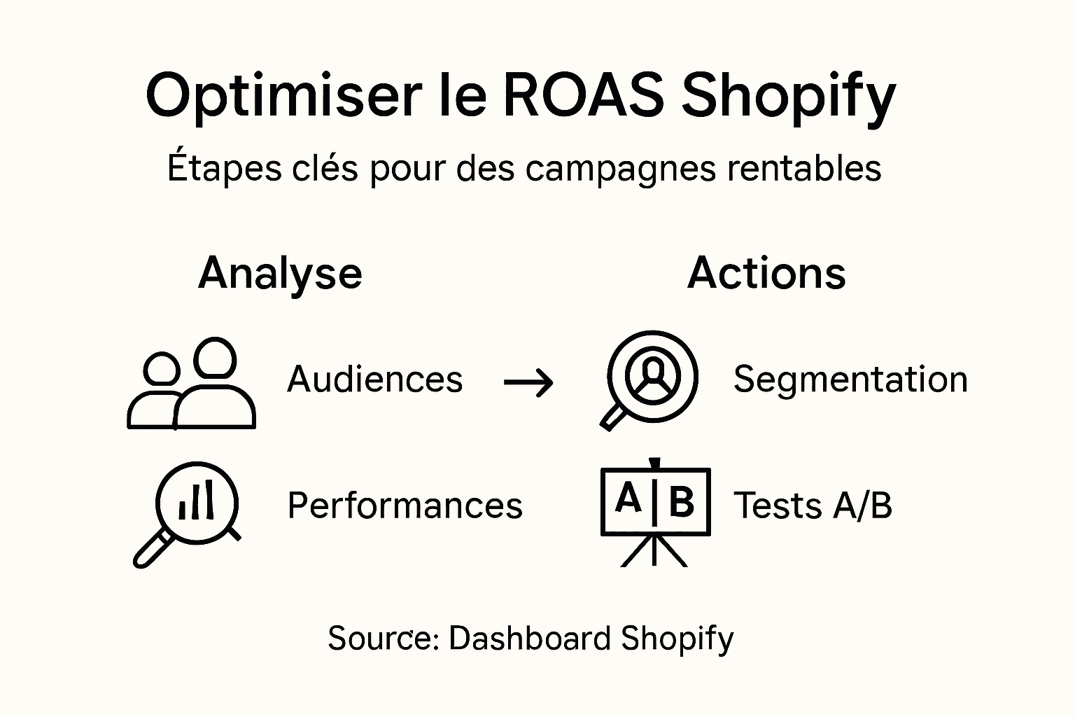Infographie : les étapes clés pour maximiser le ROAS de vos campagnes sur Shopify